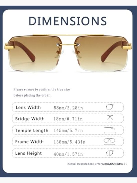 Rimless Rectangle Sunglasses Unisex Square Frameless UV400 main image 4